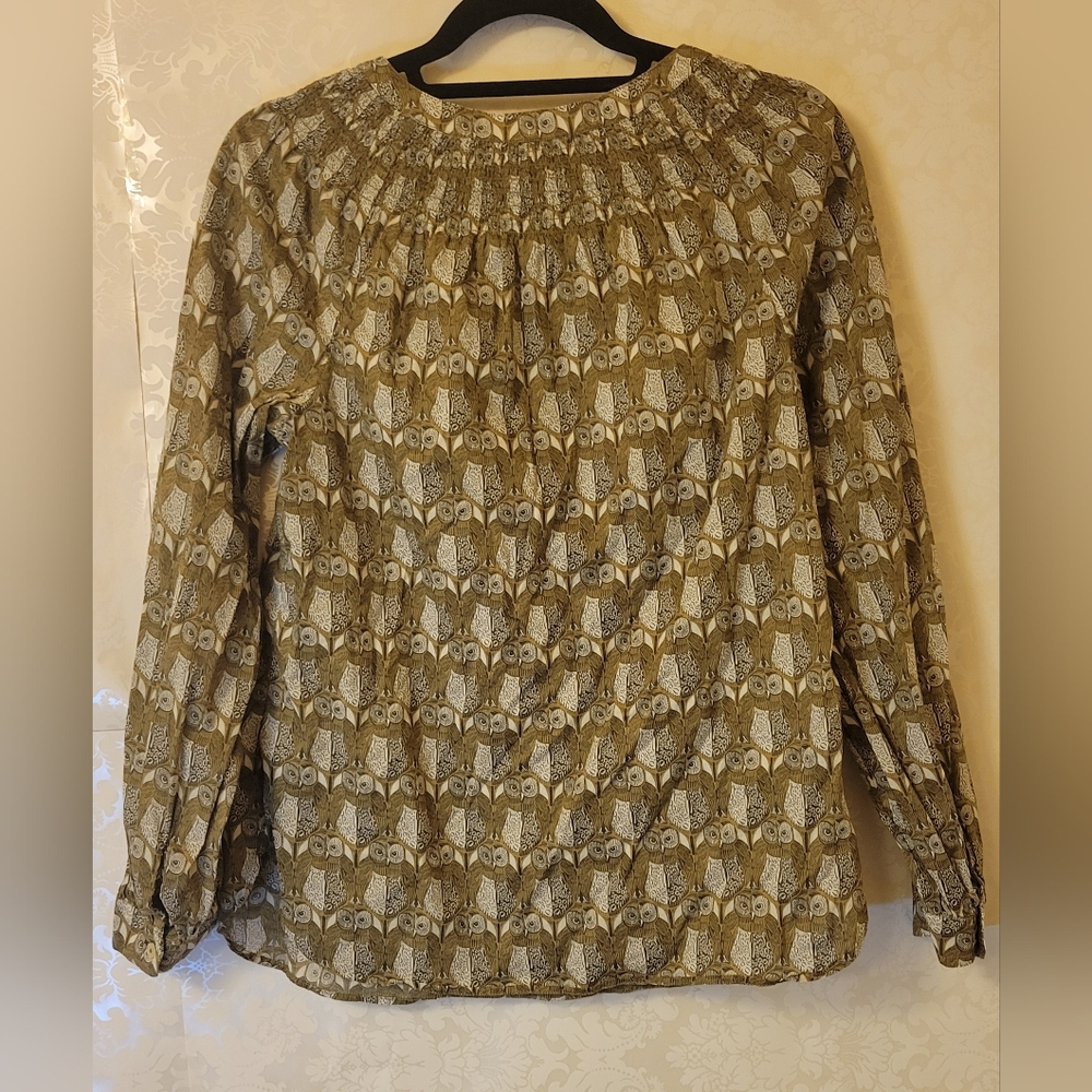 Talbots Olive Patterned Blouse - Picture 2 of 3